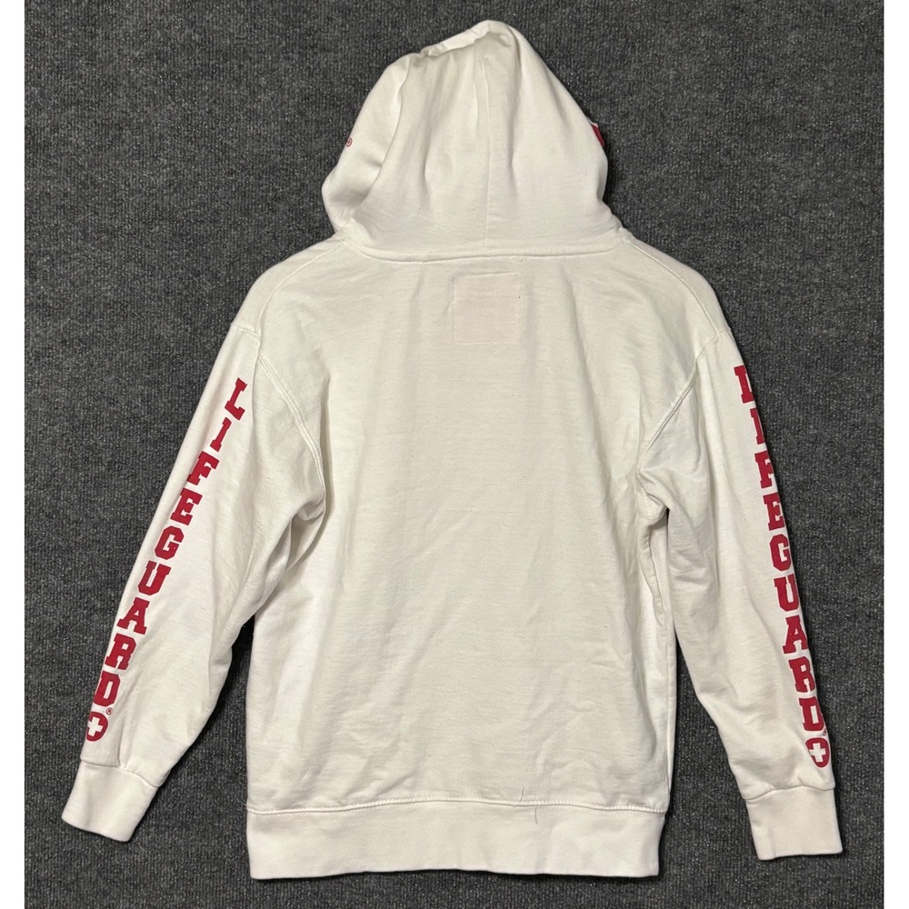 Official Lifeguard Daytona Beach FL Hoodie Sweatshirt White Red Mens Small - Picture 3 of 7